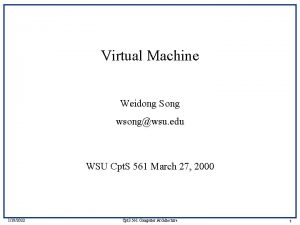 Virtual Machine Weidong Song wsongwsu edu WSU Cpt