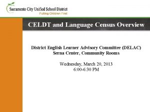 CELDT and Language Census Overview District English Learner