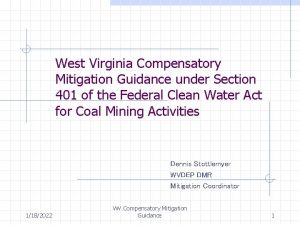 West Virginia Compensatory Mitigation Guidance under Section 401