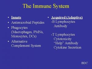 The Immune System Innate Acquired Adaptive B Lymphocytes