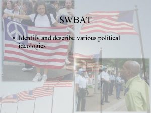 SWBAT Identify and describe various political ideologies Political