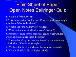 Plain Sheet of Paper Open Notes Bellringer Quiz