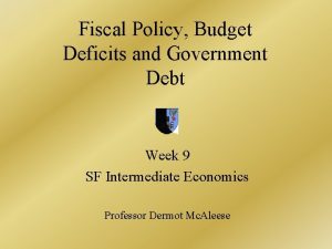 Fiscal Policy Budget Deficits and Government Debt Week