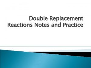 Double Replacement Reactions Notes and Practice Objective Today