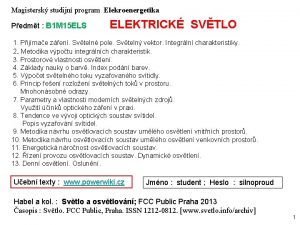 Magistersk studijn program Elekroenergetika Pedmt B 1 M