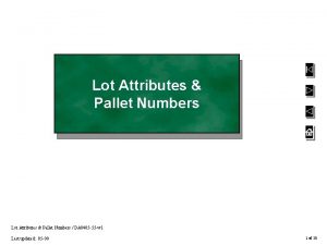 Lot Attributes Pallet Numbers DA 0405 55 w