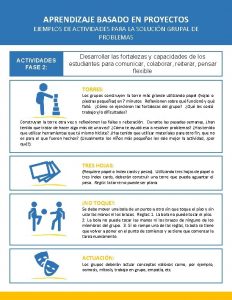 APRENDIZAJE BASADO EN PROYECTOS EJEMPLOS DE ACTIVIDADES PARA