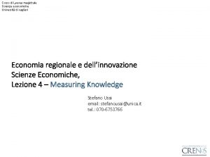 Corso di Laurea magistrale Scienze economiche Universit di