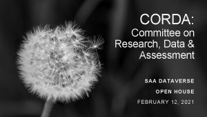 CORDA Committee on Research Data Assessment SAA DATAVERSE