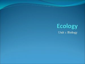 Ecology Unit 1 Biology Life on Earth Habitat