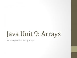 Java Unit 9 Arrays Declaring and Processing Arrays