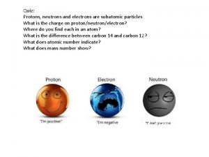 Quiz Protons neutrons and electrons are subatomic particles