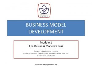 BUSINESS MODEL DEVELOPMENT Module 1 The Business Model
