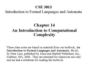 CSE 3813 Introduction to Formal Languages and Automata