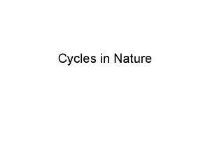 Cycles in Nature Cycles in Nature Many of