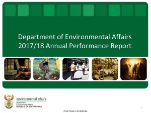 Department of Environmental Affairs 201718 Annual Performance Report
