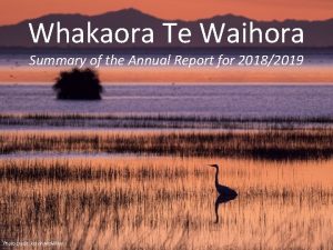 Whakaora Te Waihora Summary of the Annual Report