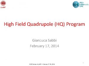 High Field Quadrupole HQ Program Gian Luca Sabbi