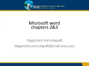 Microsoft word chapters 23 Nagendra Vemulapalli Nagendra vemulapallimail