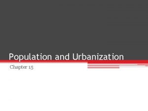 Population and Urbanization Chapter 15 Demography and Fertility