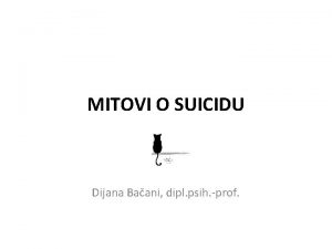 MITOVI O SUICIDU Dijana Baani dipl psih prof