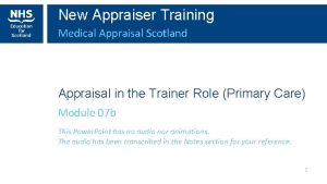 New Appraiser Training Medical Appraisal Scotland Appraisal in