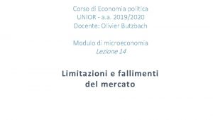 Corso di Economia politica UNIOR a a 20192020