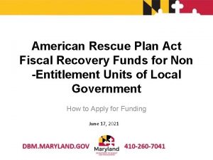American Rescue Plan Act Fiscal Recovery Funds for