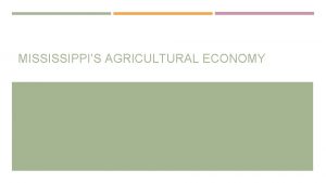 MISSISSIPPIS AGRICULTURAL ECONOMY Agriculture is Mississippis number one