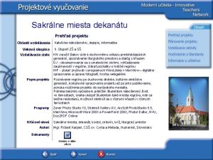 Sakrlne miesta dekantu Prehad projektu Oblasti vzdelvania Vekov