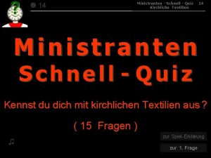 14 015 Ministranten Schnell Quiz Kirchliche Textilien 14