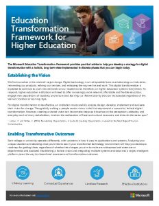 Education Transformation Framework for Higher Education The Microsoft