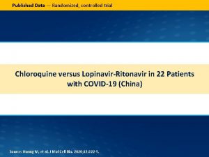 Published Data Randomized controlled trial Chloroquine versus LopinavirRitonavir