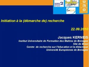 Initiation la dmarche de recherche 22 09 2010