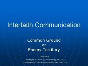 Interfaith Communication Common Ground or Enemy Territory Drawn