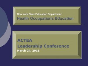 New York State Education Department Health Occupations Education