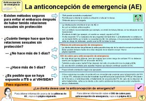Anticoncepcin de emergencia La anticoncepcin de emergencia AE