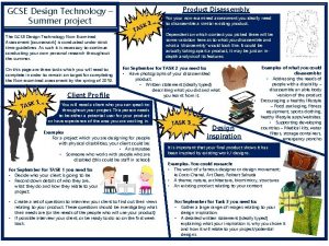 GCSE Design Technology Summer project The GCSE Design