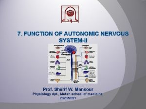 7 FUNCTION OF AUTONOMIC NERVOUS SYSTEMII PNS MODULE