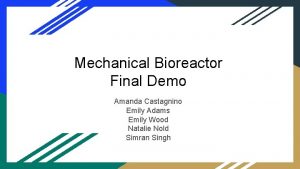 Mechanical Bioreactor Final Demo Amanda Castagnino Emily Adams