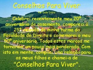 Conselhos Para Viver Por Dale Ditto Celebrei recentemente