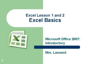 Excel Lesson 1 and 2 Excel Basics Microsoft