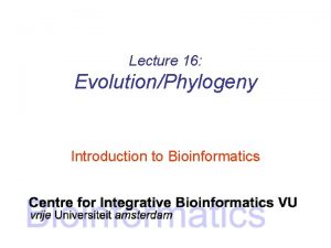 Lecture 16 EvolutionPhylogeny Introduction to Bioinformatics Bioinformatics Nothing