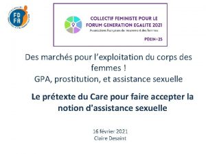 Des marchs pour lexploitation du corps des femmes