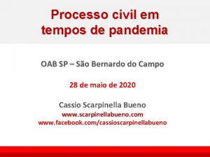 Processo civil em tempos de pandemia OAB SP