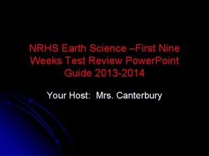 NRHS Earth Science First Nine Weeks Test Review