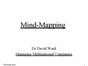 MindMapping Dr David Ward Managing Multinational Companies Mindmapping