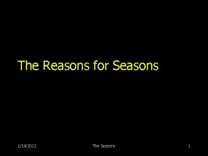 The Reasons for Seasons 1192022 The Seasons 1