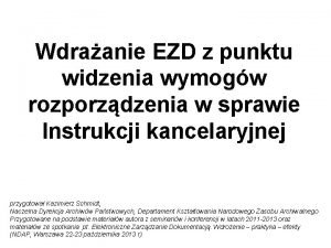 Wdraanie EZD z punktu widzenia wymogw rozporzdzenia w