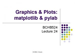 Graphics Plots matplotlib pylab BCHB 524 Lecture 24